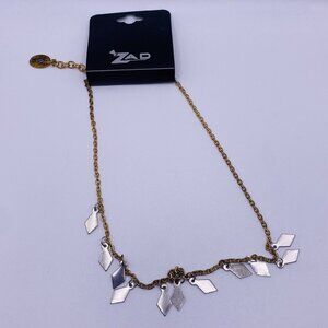 ZAD Gold Silver Tone Bead Necklace 14” New